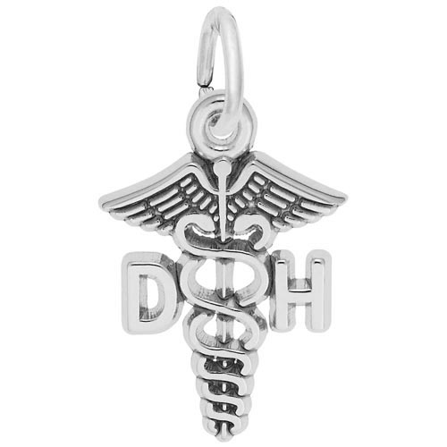 14K White Gold Dental Hygienist Caduceus Charm by Rembrandt Charms 14K White Gold Dental Hygienist Caduceus Charm by Rembrandt Charms