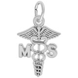 Sterling Silver Medical Secretary Caduceus by Rembrandt Charms
