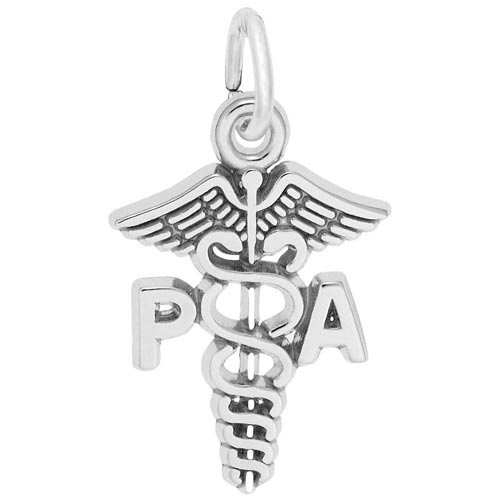 Rembrandt Physician Assistant Caduceus Charm, Sterling Silver