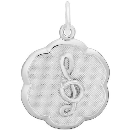 14K White Gold Treble Clef Scalloped Charm by Rembrandt Charms 14K White Gold Treble Clef Scalloped Charm by Rembrandt Charms