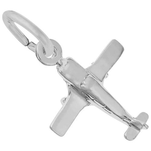 14k White Gold Plane Accent Charm by Rembrandt Charms