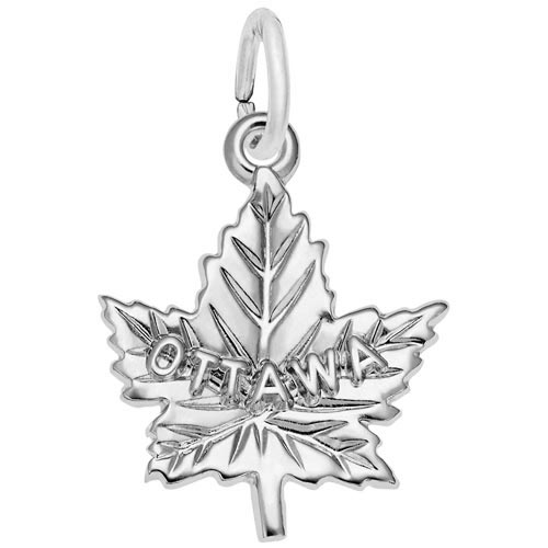 14K White Gold Ottawa Maple Leaf Charm by Rembrandt Charms 14K White Gold Ottawa Maple Leaf Charm by Rembrandt Charms