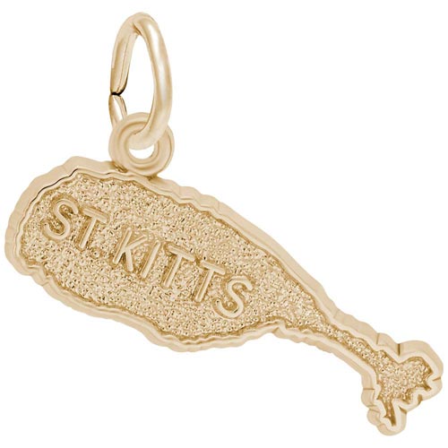 Gold Plate St. Kitts Island Map Charm by Rembrandt Charms