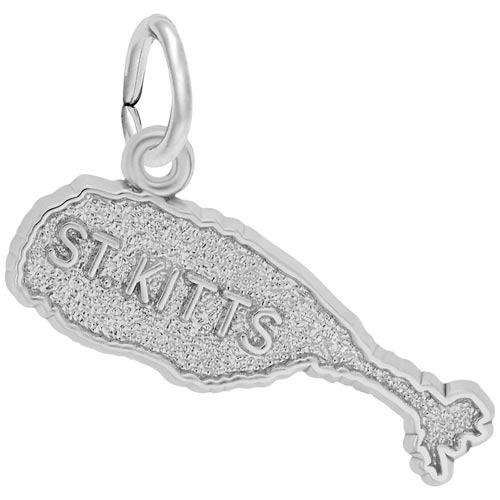 14K White Gold St. Kitts Island Map Charm by Rembrandt Charms