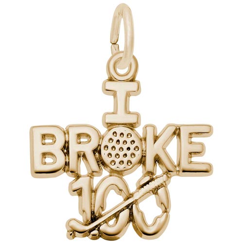 Gold Plated Golf Charm I Broke 100 by Rembrandt Charms Gold Plated Golf Charm I Broke 100 by Rembrandt Charms