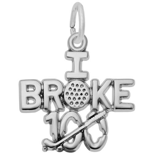 14K White Gold Golf Charm I Broke 100 by Rembrandt Charms 14K White Gold Golf Charm I Broke 100 by Rembrandt Charms