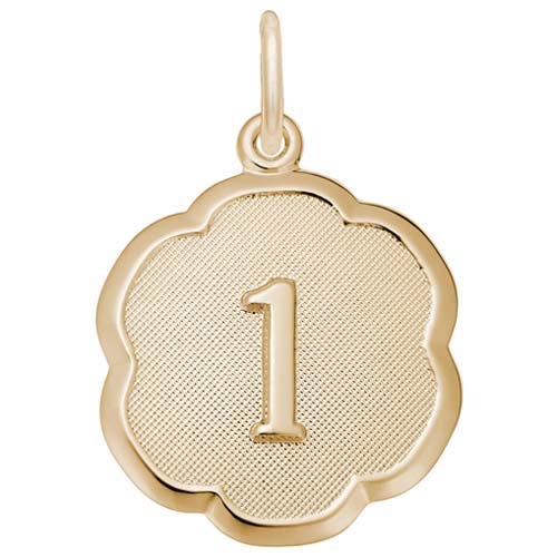 14K Gold Number One Scalloped Disc Charm by Rembrandt Charms 14K Gold Number One Scalloped Disc Charm by Rembrandt Charms
