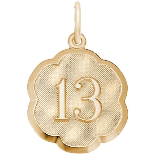 Gold Plate Number Thirteen Scalloped Charm by Rembrandt Charms Gold Plate Number Thirteen Scalloped Charm by Rembrandt Charms