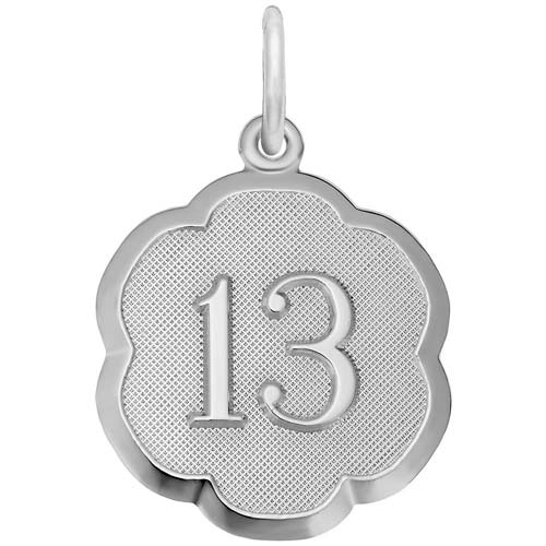 Lucky 13 Thirteen Gothic Charm, Solid 14k Gold Thirteen Charm, 14k Gold
