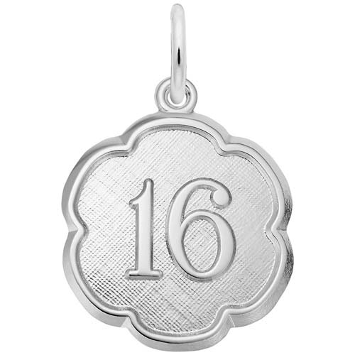 Sterling Silver Number Sixteen Scalloped Charm by Rembrandt Charms Sterling Silver Number Sixteen Scalloped Charm by Rembrandt Charms