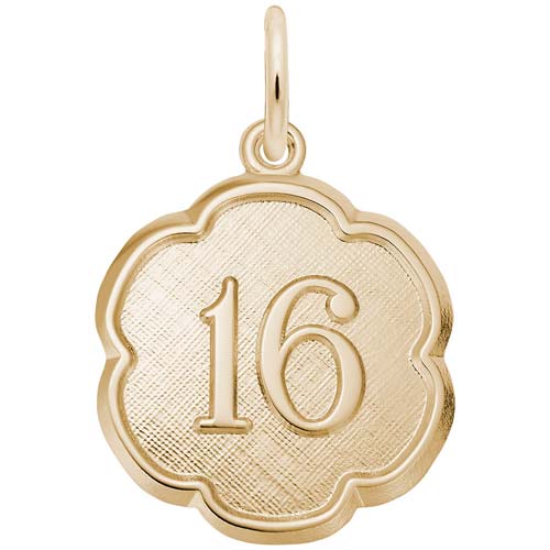 14K Gold Number Sixteen Scalloped Charm by Rembrandt Charms 14K Gold Number Sixteen Scalloped Charm by Rembrandt Charms