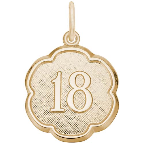 14K Gold Number Eighteen Scalloped Charm by Rembrandt Charms 14K Gold Number Eighteen Scalloped Charm by Rembrandt Charms
