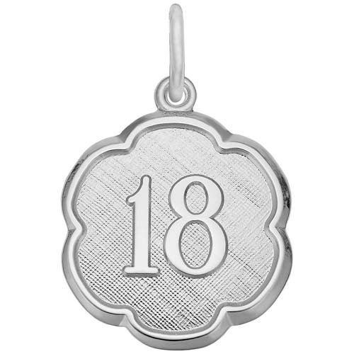Sterling Silver Number Eighteen Scalloped Charm by Rembrandt Charms Sterling Silver Number Eighteen Scalloped Charm by Rembrandt Charms