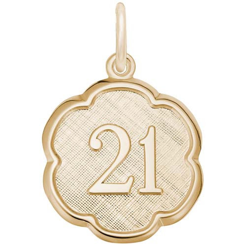 10K Gold Number 21 Scalloped Disc Charm by Rembrandt Charms 10K Gold Number 21 Scalloped Disc Charm by Rembrandt Charms