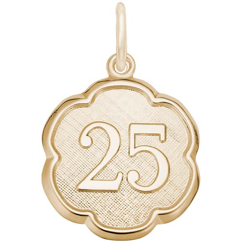 14K Gold Number 25 Scalloped Disc Charm by Rembrandt Charms
