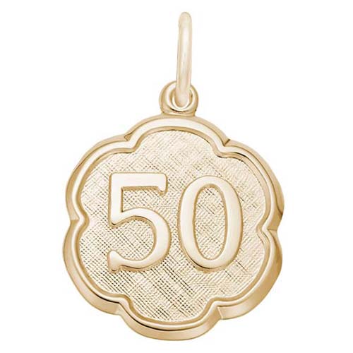 Gold Plate Number Fifty Scalloped Charm by Rembrandt Charms Gold Plate Number Fifty Scalloped Charm by Rembrandt Charms