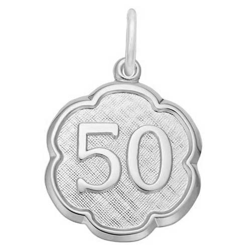 14K White Gold Number Fifty Scalloped Charm by Rembrandt Charms 14K White Gold Number Fifty Scalloped Charm by Rembrandt Charms