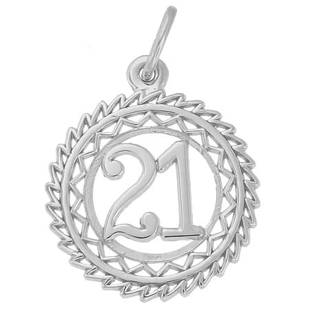 14K White Gold Victory Number Charm 0-99 by Rembrandt Charms