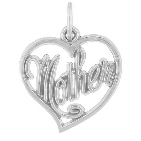 14K White Gold Mother's Open Heart Charm by Rembrandt Charms 14K White Gold Mother's Open Heart Charm by Rembrandt Charms