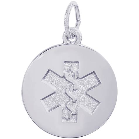 14k White Gold Medical Alert (plain) by Rembrandt Charms 14k White Gold Medical Alert (plain) by Rembrandt Charms