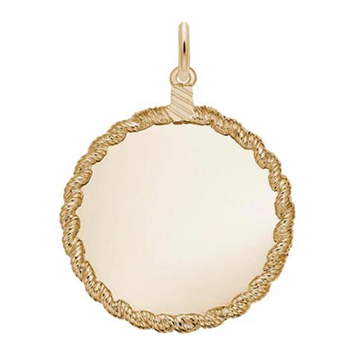 14K Gold Small Twisted Rope Disc Charm by Rembrandt Charms 14K Gold Small Twisted Rope Disc Charm by Rembrandt Charms