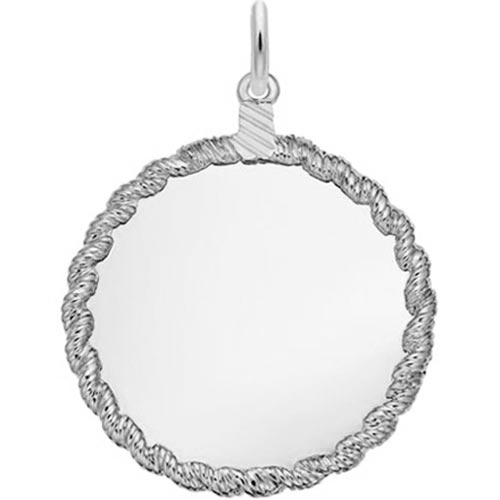 14K White Gold X-L Twisted Rope Disc Charm by Rembrandt Charms