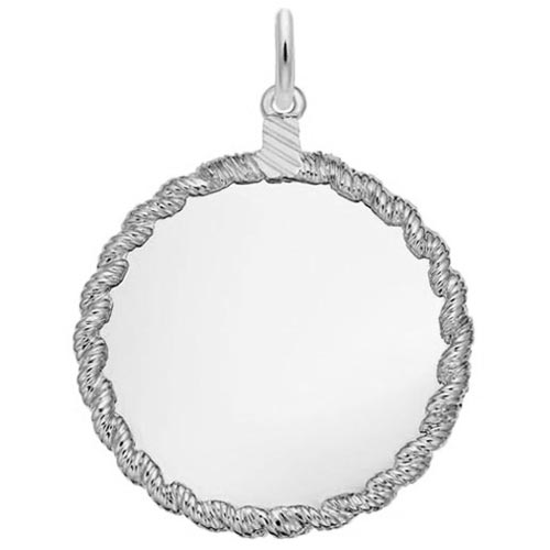 14K White Gold Large Twisted Rope Disc Charm by Rembrandt Charms