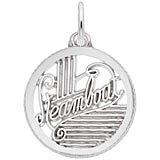 14K White Gold Steamboat Faceted Disc Charm by Rembrandt Charms