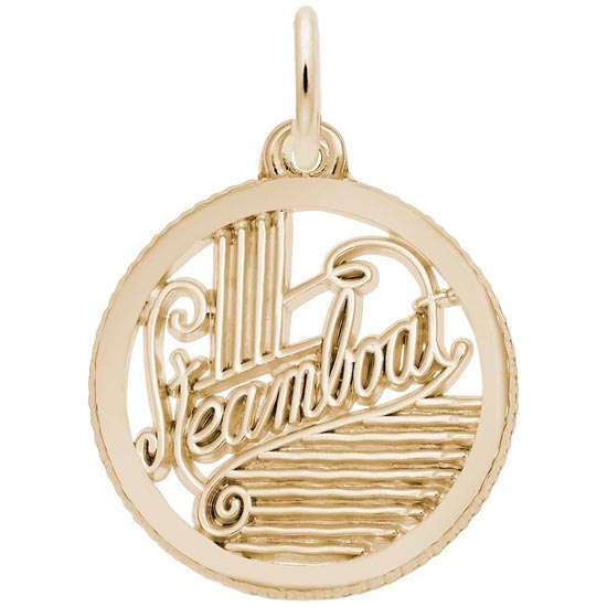 14K Gold Steamboat Faceted Disc Charm by Rembrandt Charms