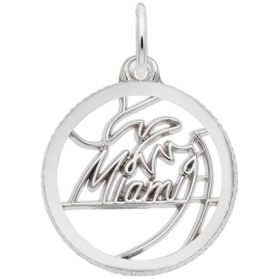 14K White Gold Miami Faceted Charm by Rembrandt Charms