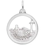 14K White Gold Seattle Skyline Faceted Charm by Rembrandt Charms