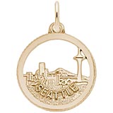 10K Gold Seattle Skyline Faceted Charm by Rembrandt Charms