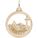 14k Gold Seattle Skyline Faceted Charm by Rembrandt Charms