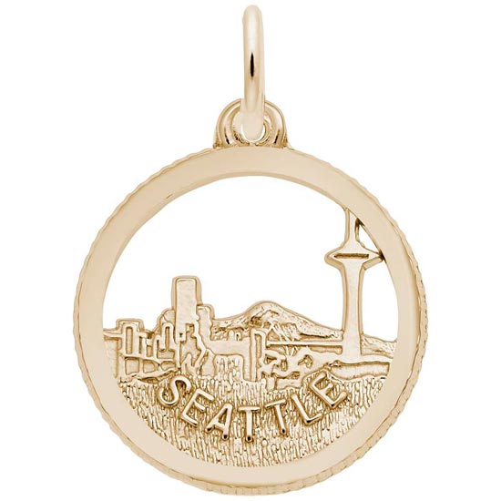 14k Gold Seattle Skyline Faceted Charm by Rembrandt Charms