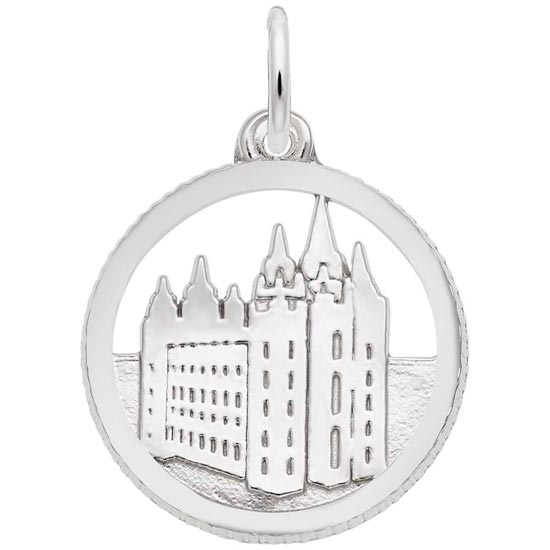 14K White Gold Mormon Temple Disc Charm by Rembrandt Charms 14K White Gold Mormon Temple Disc Charm by Rembrandt Charms