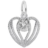 14K White Gold Held in Love Heart - 04 April