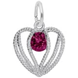 Sterling Silver Held in Love Heart - 07 July
