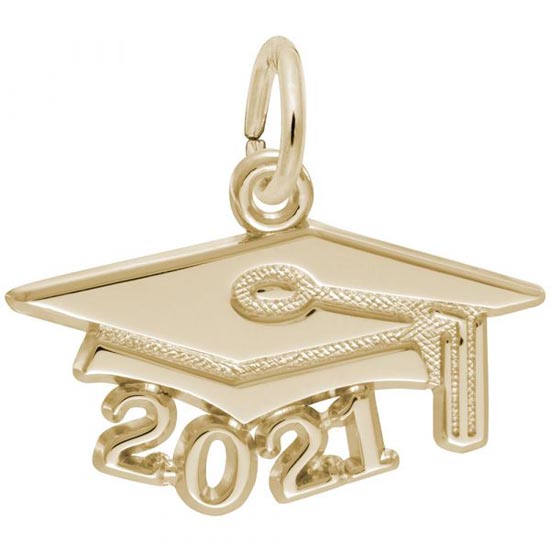 Rembrandt 2021 Graduation Cap Large Charm, 14K Yellow Gold