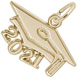Rembrandt 2021 Graduation Cap Large Charm, 14K Yellow Gold