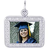 14K White Gold Rectangle Scroll PhotoArt® Charm by Rembrandt Charms