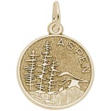 14K Gold Aspen Mountain Scene Charm