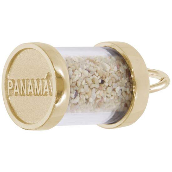 Gold Plate Panama Sand Capsule Charm by Rembrandt Charms Gold Plate Panama Sand Capsule Charm by Rembrandt Charms