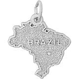 14K White Gold Brazil Map Charm