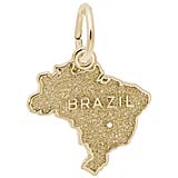 10K Gold Brazil Map Charm