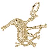 14K Gold Scottish Bagpipe Charm