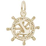 14K Gold Small Anchor & Ships Wheel Charm