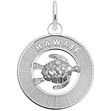 14K White Gold Hawaii and Turtle