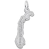 14K White Gold Norway Map Charm