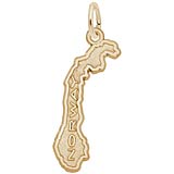 14K Gold Norway Map Charm