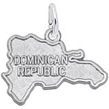 14K White Gold Dominican Republic Map